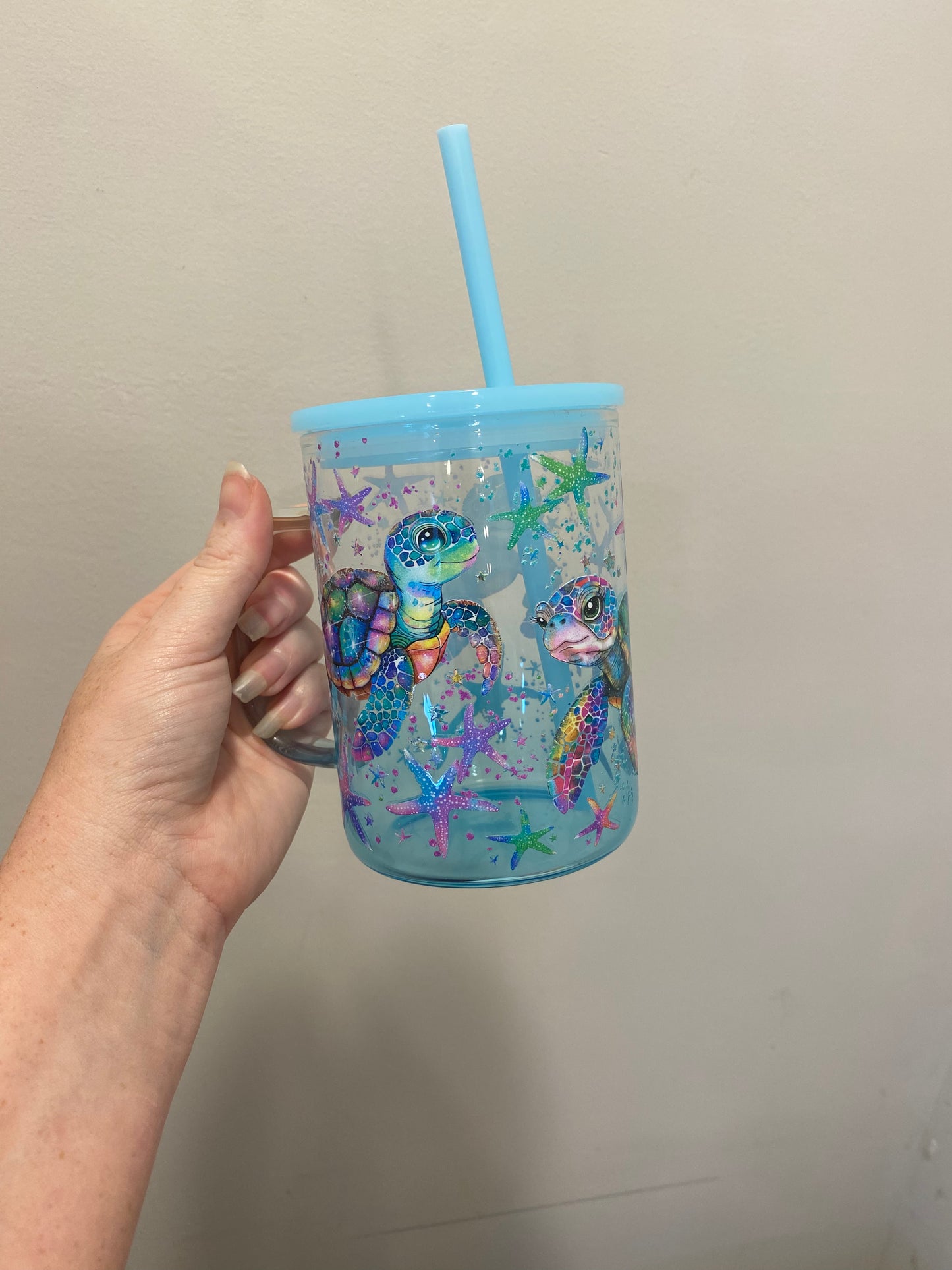 Ready to ship - Glass Mugs w/ handle and lid