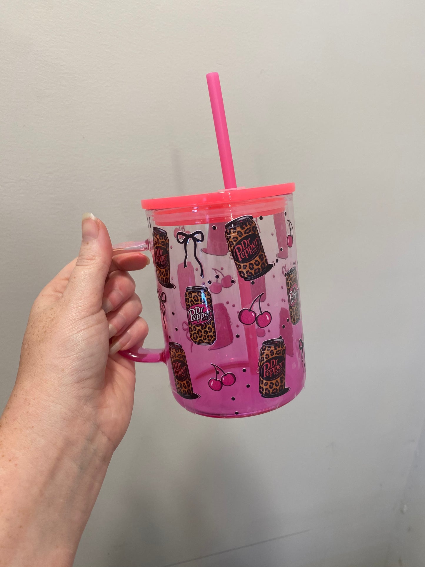 Ready to ship - Glass Mugs w/ handle and lid