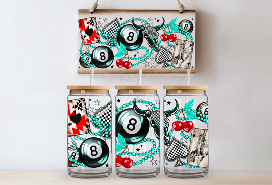 Western 8 Ball - 16oz cup w/lid