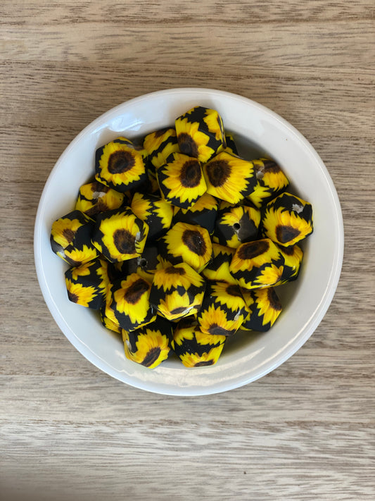 #41 Sunflower - Printed Hexagon 14mm