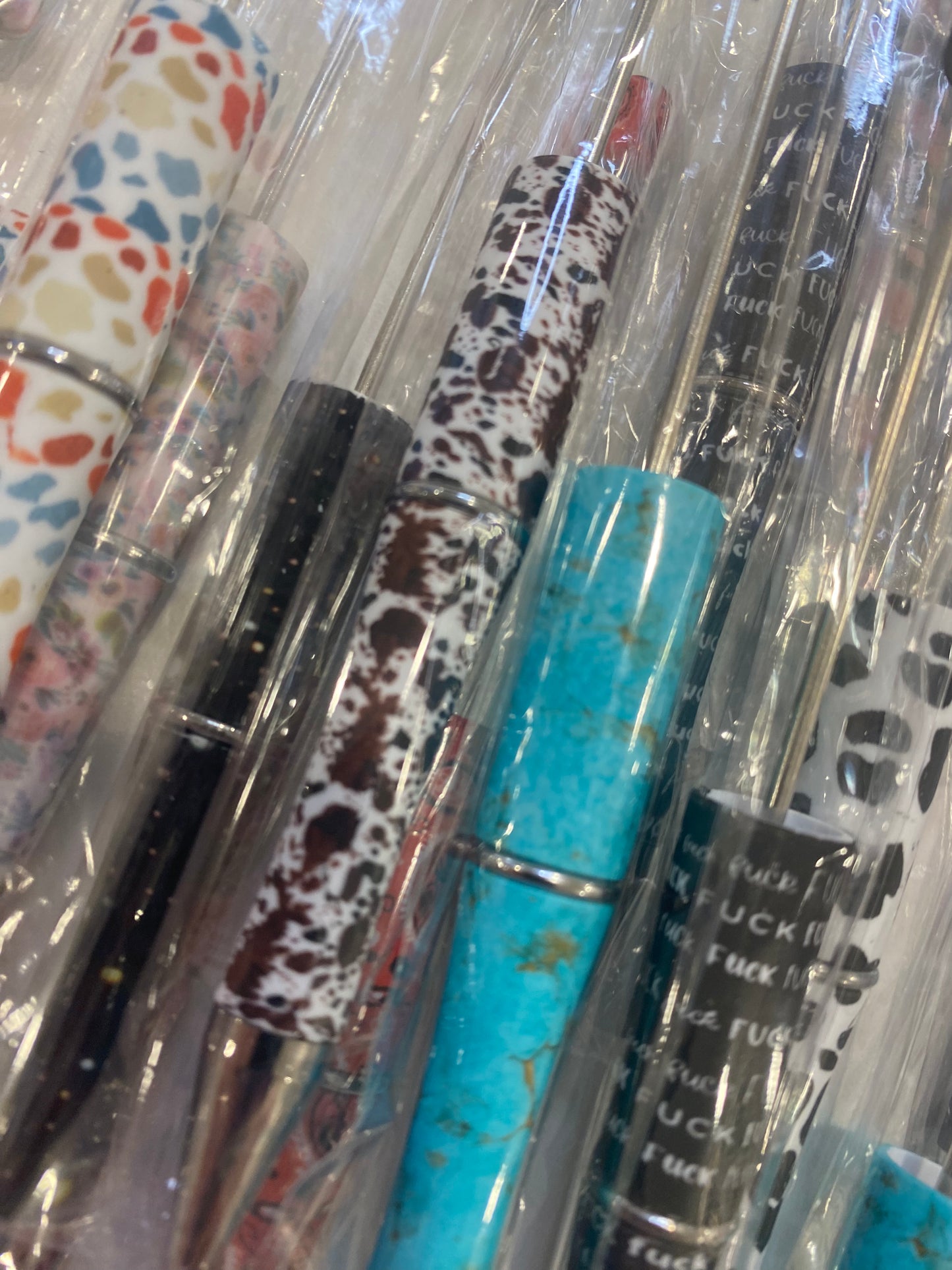 Pack of 10 printed beaded pens