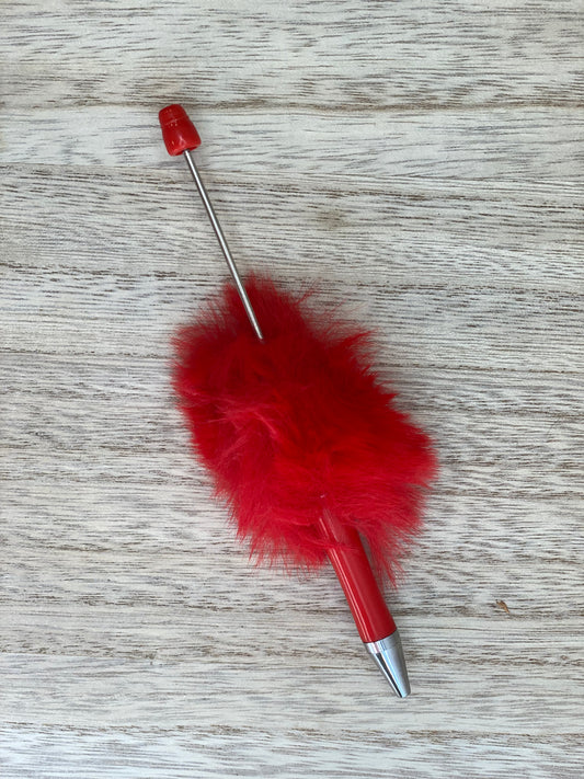 Red - Plastic Fluffy Pen Blank