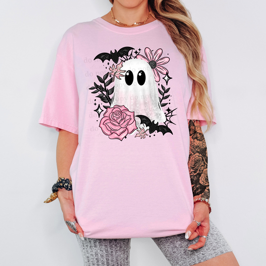 Pink floral ghost - Graphic Apparel